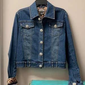 BEREK Jeans Jacket Rhinestone Snaps Size Large